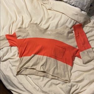 Cropped striped long sleeve shirt